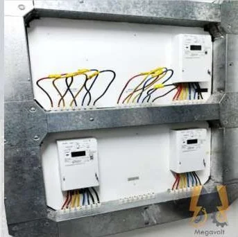 DEWA electricity meters in a galvanised meter enclosure at a building in Al Thanyah Fifth